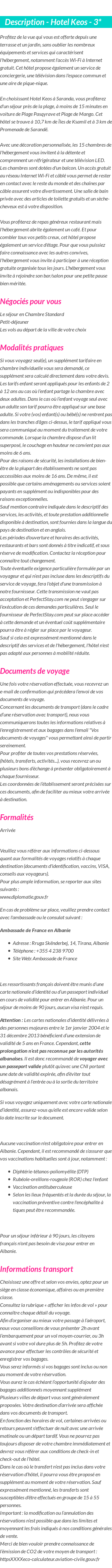 Détails du séjour