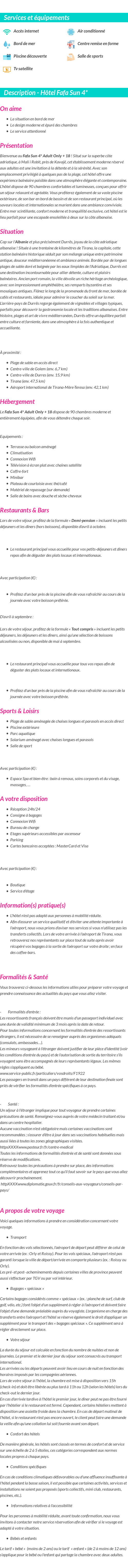 Détails du séjour