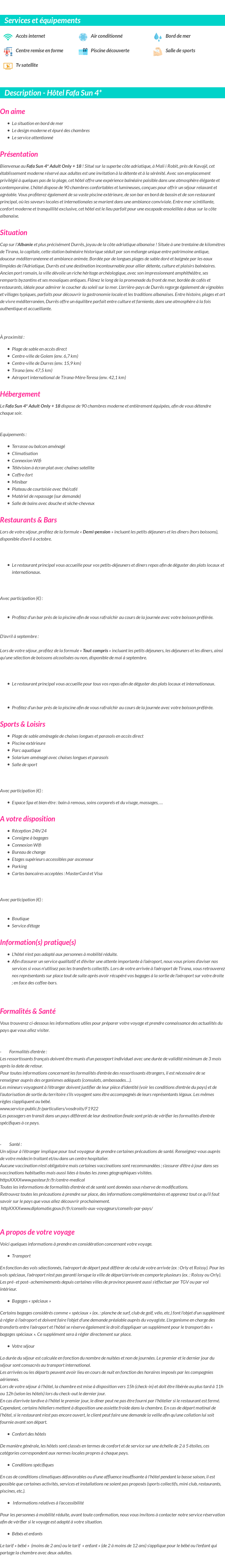 Détails du séjour