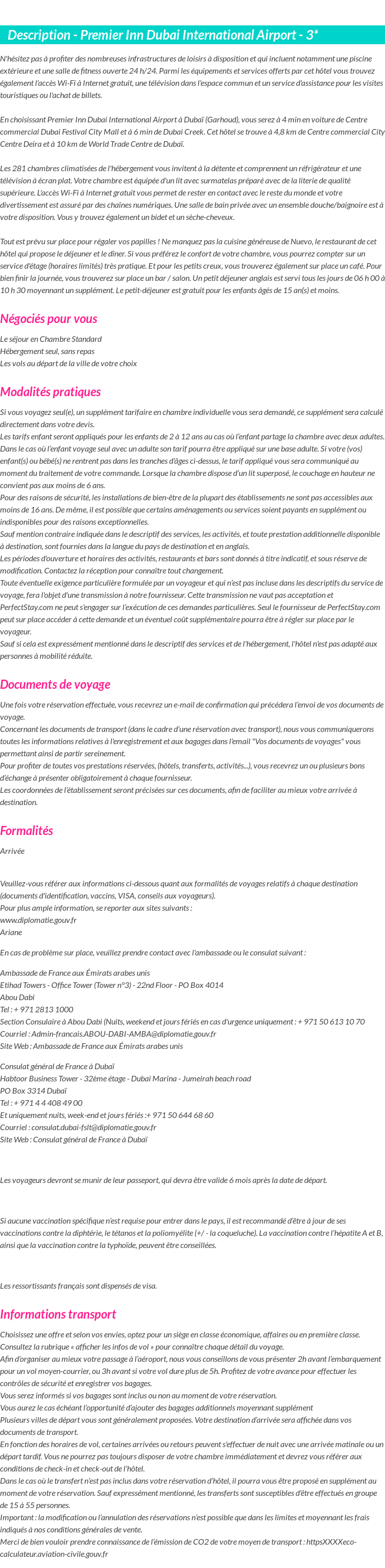 Détails du séjour