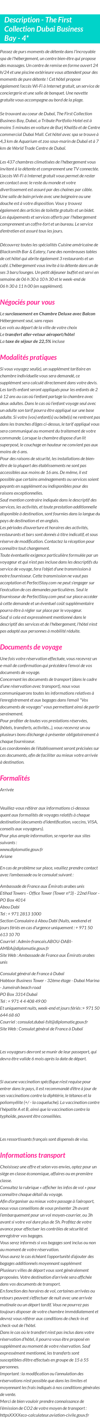 Détails du séjour