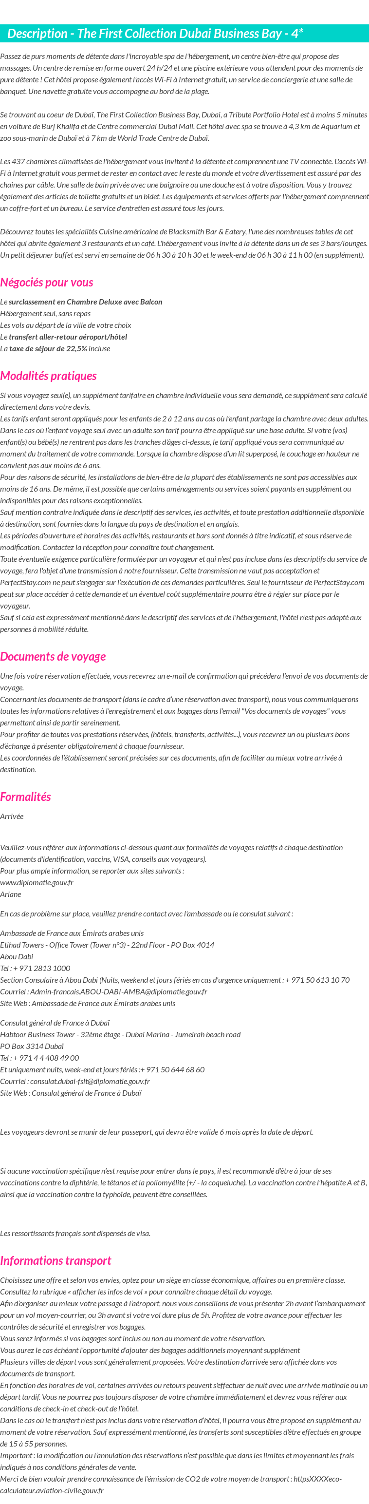 Détails du séjour