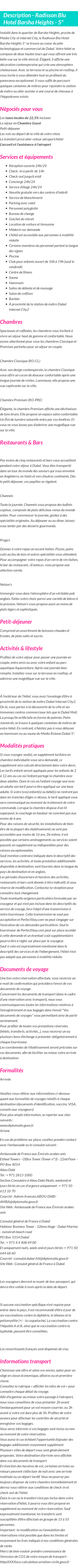 Détails du séjour