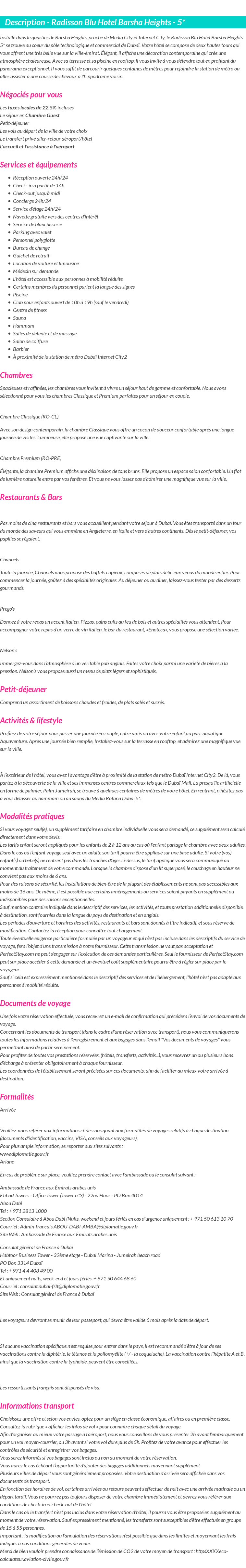 Détails du séjour
