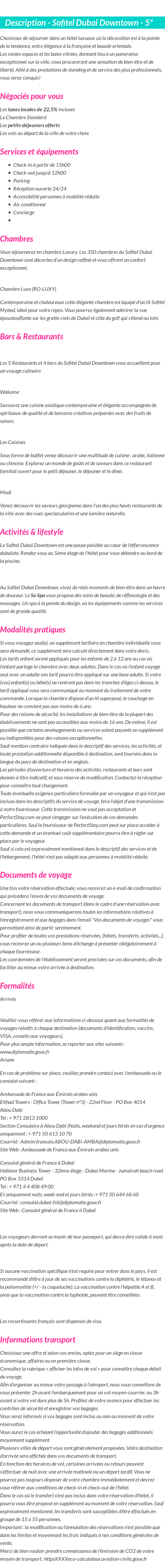 Détails du séjour