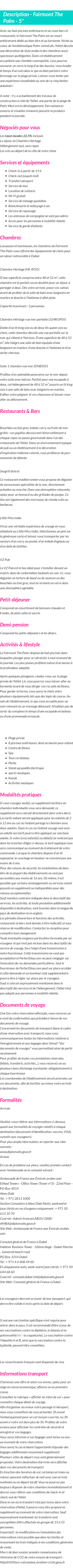 Détails du séjour