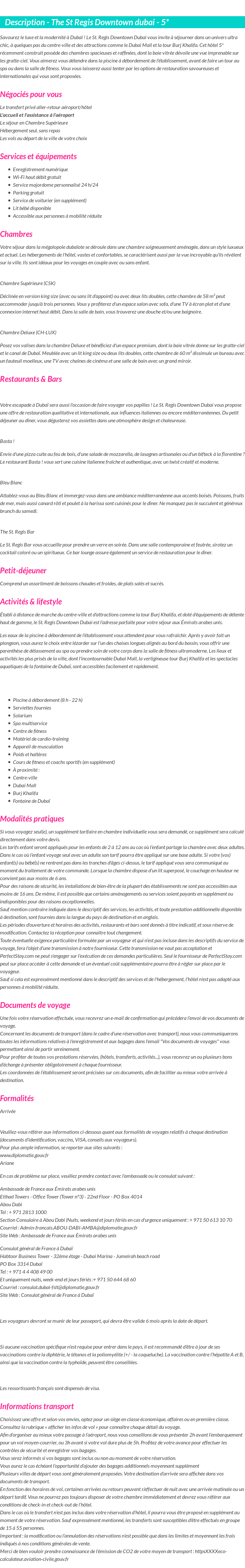 Détails du séjour