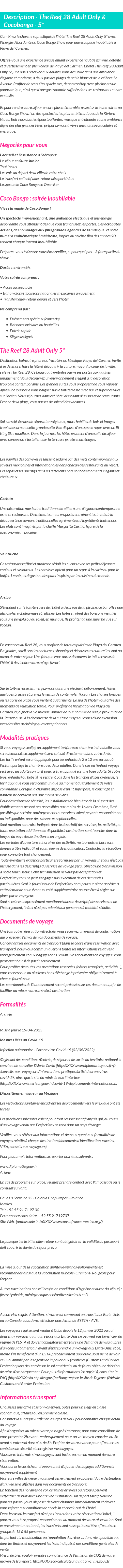 Détails du séjour