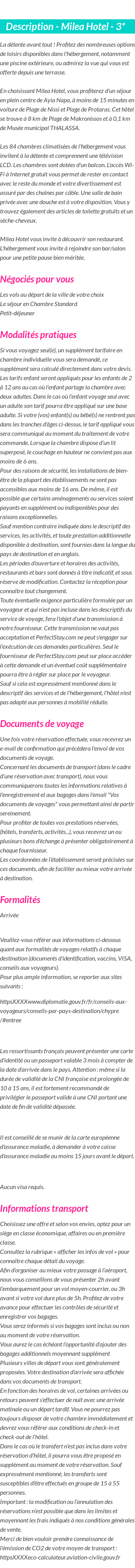 Détails du séjour
