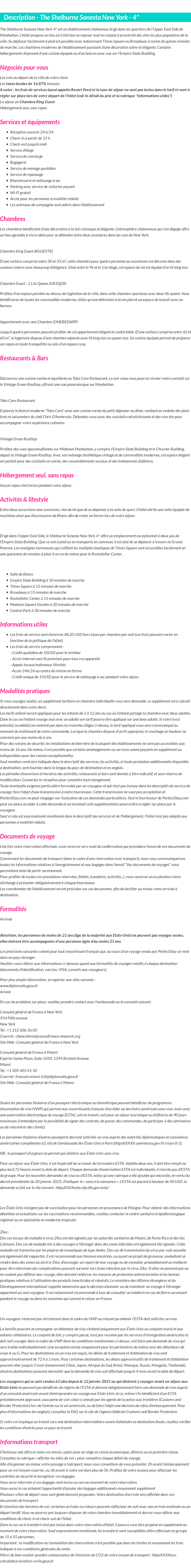 Détails du séjour
