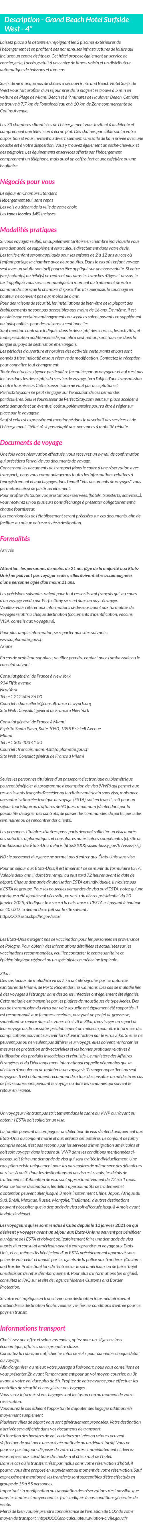 Détails du séjour