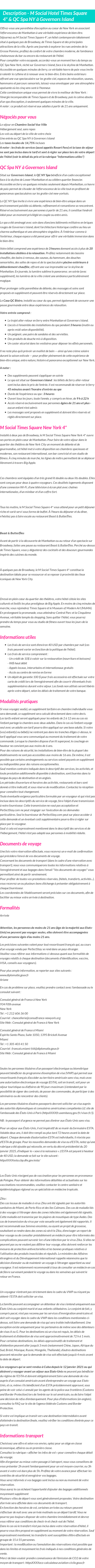 Détails du séjour