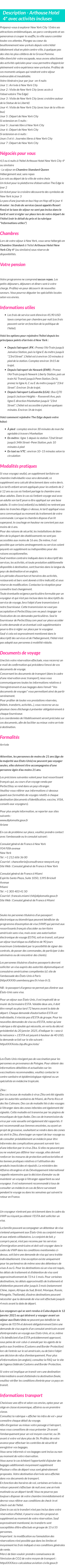 Détails du séjour