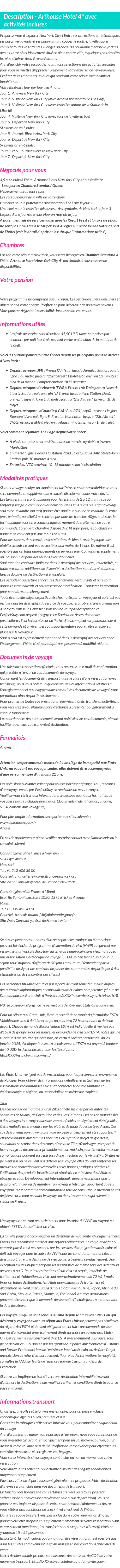 Détails du séjour
