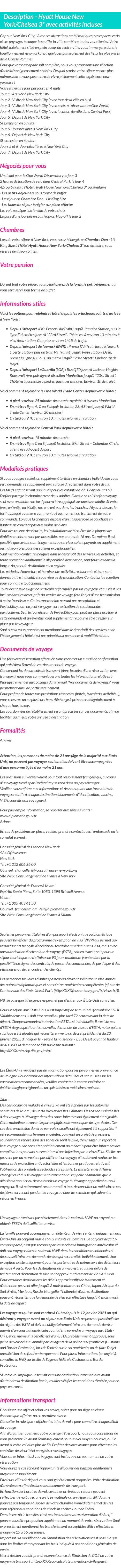 Détails du séjour