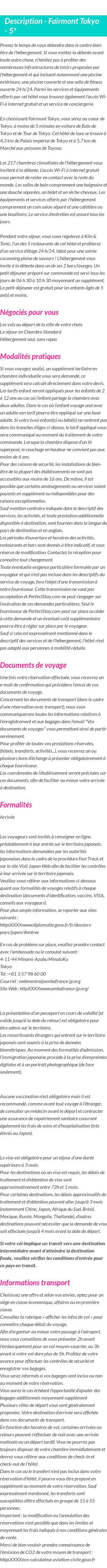 Détails du séjour