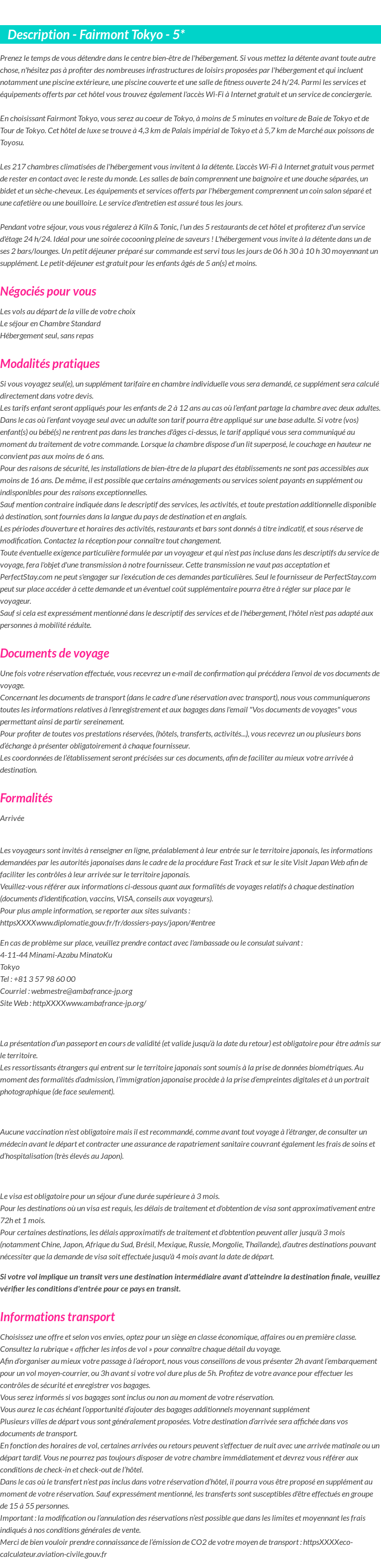 Détails du séjour
