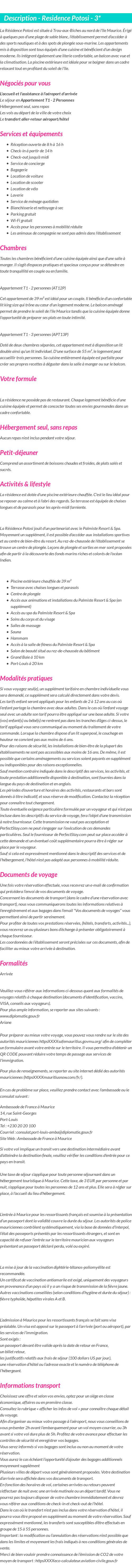 Détails du séjour