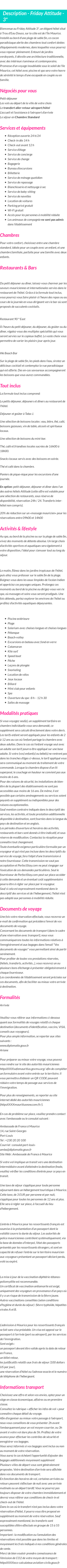 Détails du séjour