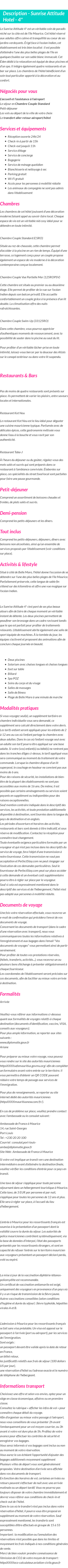Détails du séjour