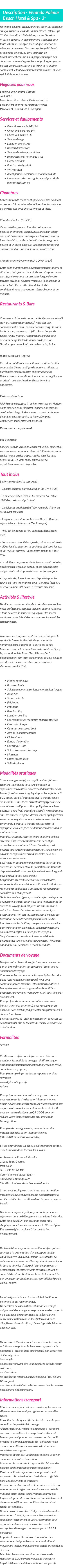 Détails du séjour