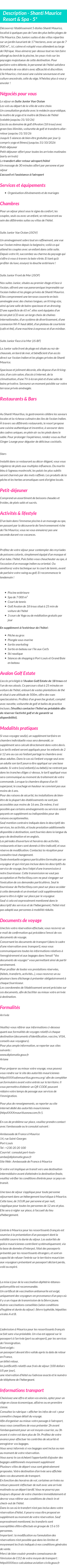 Détails du séjour