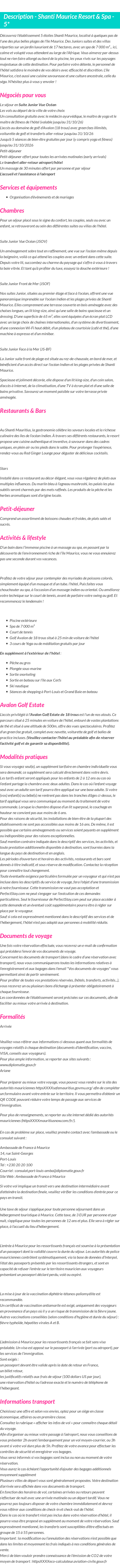 Détails du séjour