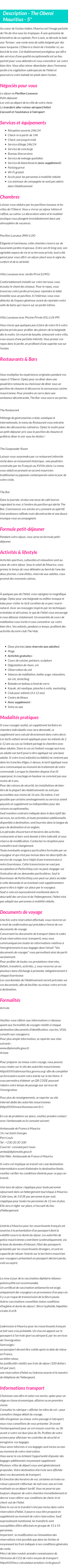 Détails du séjour