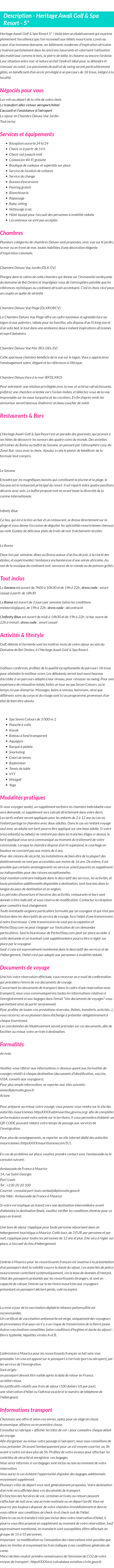 Détails du séjour