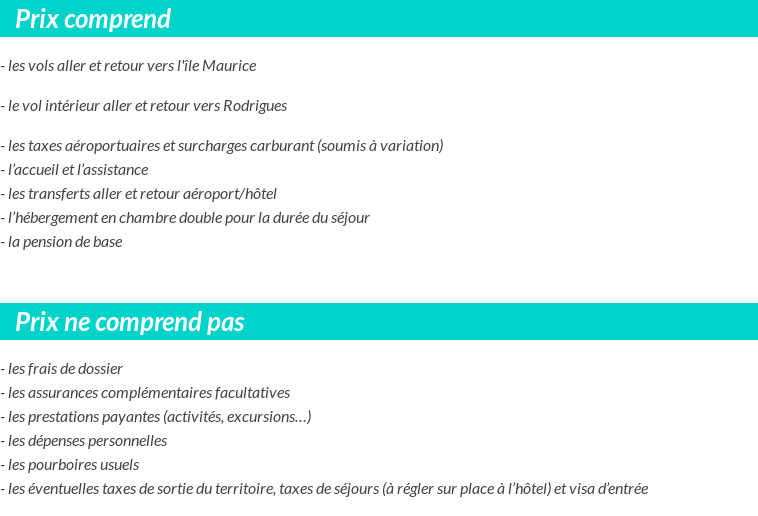 Conditions tarifaires