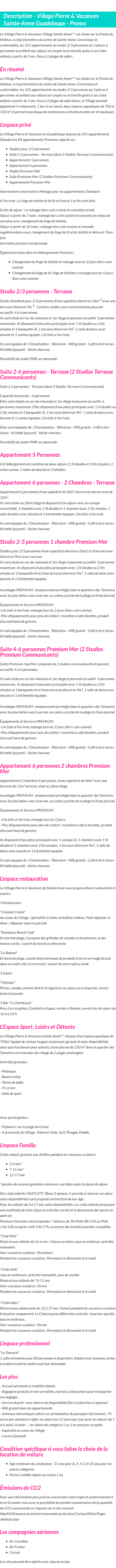 Détails du séjour