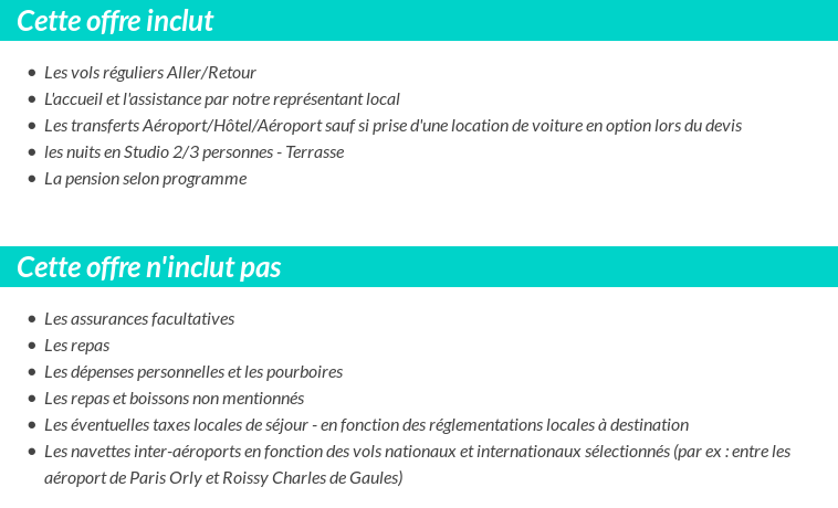 Conditions tarifaires