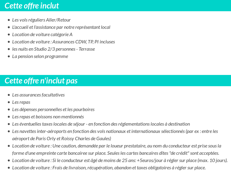Conditions tarifaires
