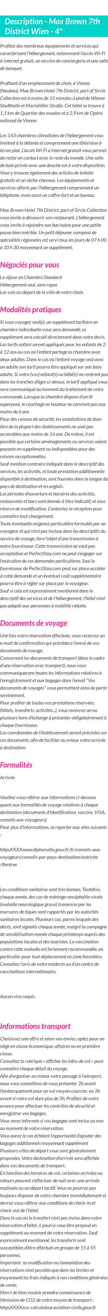 Détails du séjour
