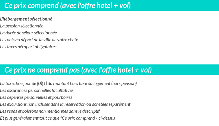 Conditions tarifaires
