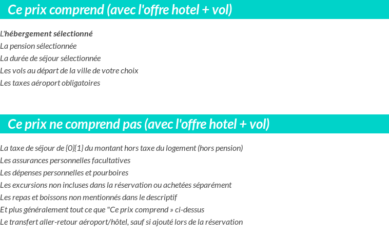 Conditions tarifaires
