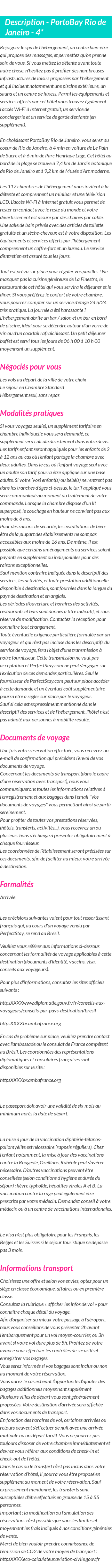 Détails du séjour
