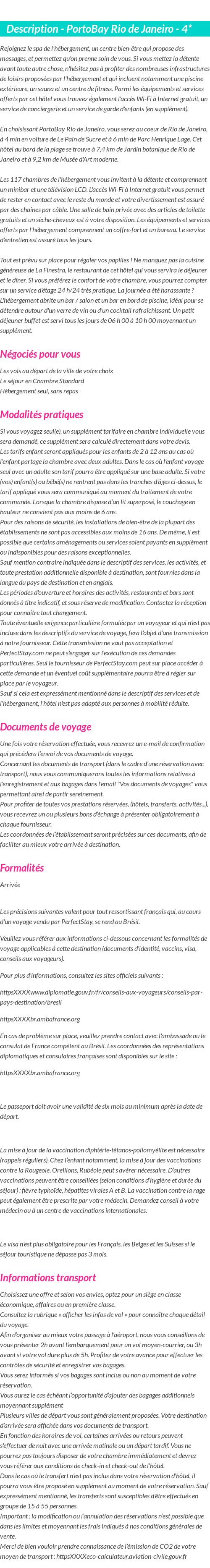 Détails du séjour