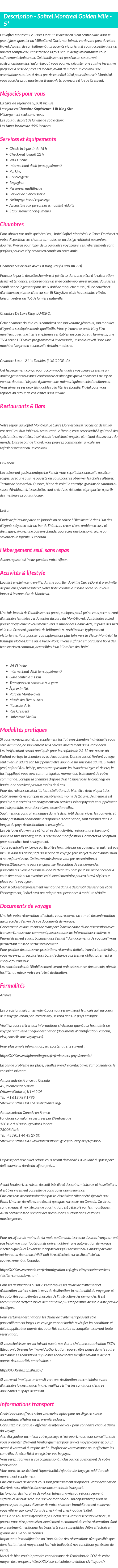 Détails du séjour