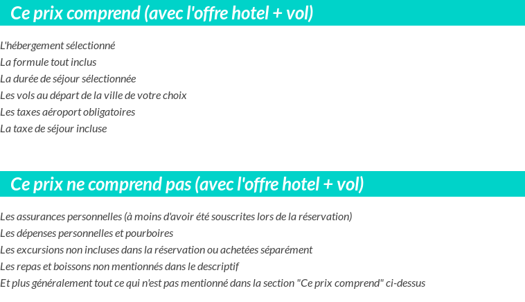 Conditions tarifaires