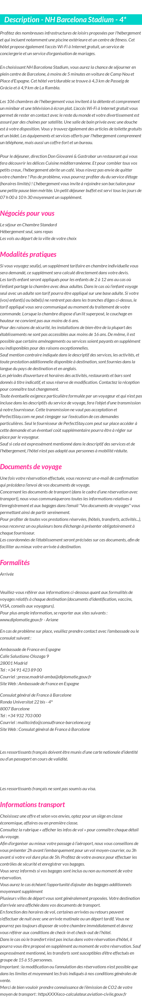 Détails du séjour