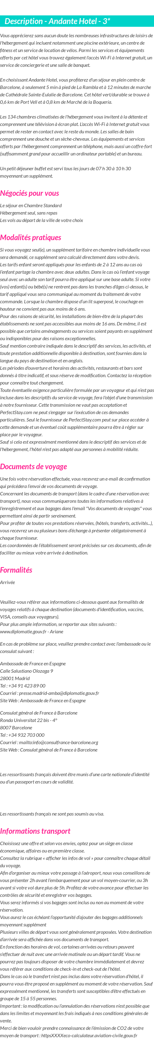 Détails du séjour