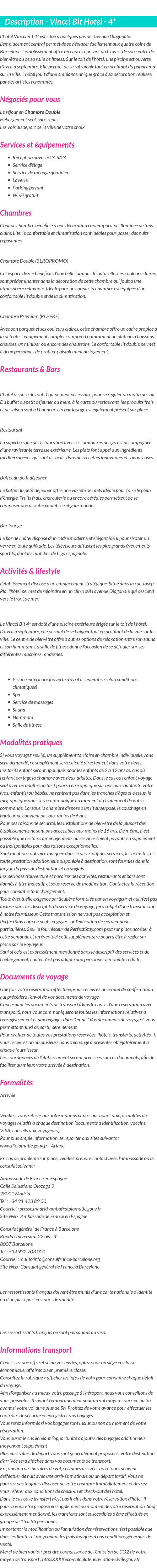 Détails du séjour