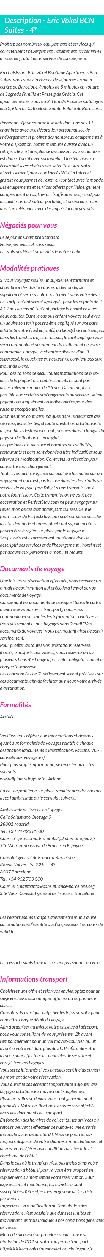Détails du séjour