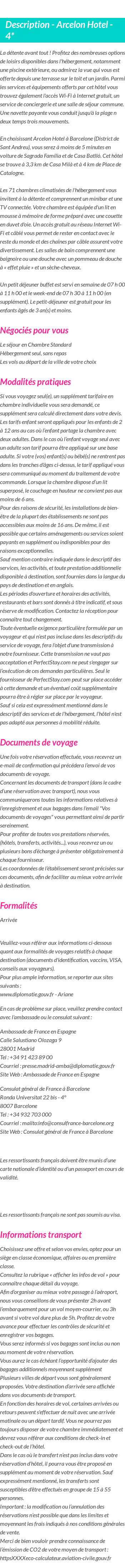 Détails du séjour