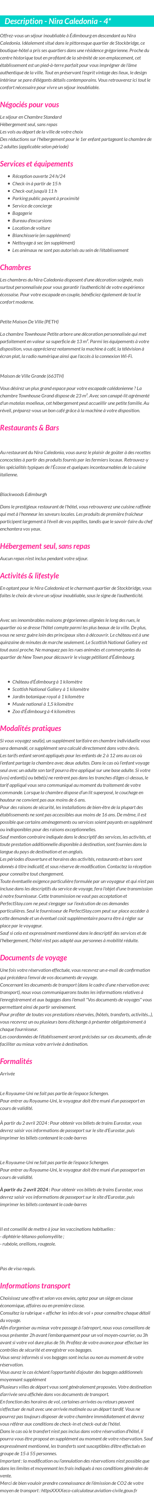 Détails du séjour