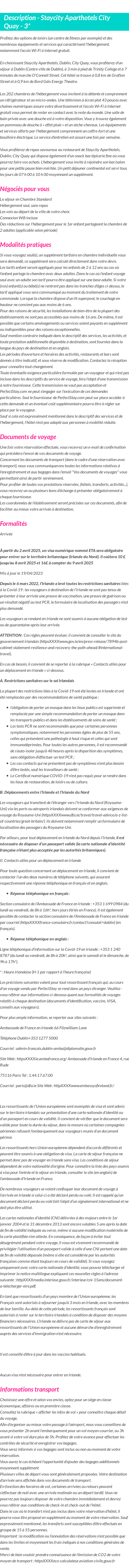 Détails du séjour