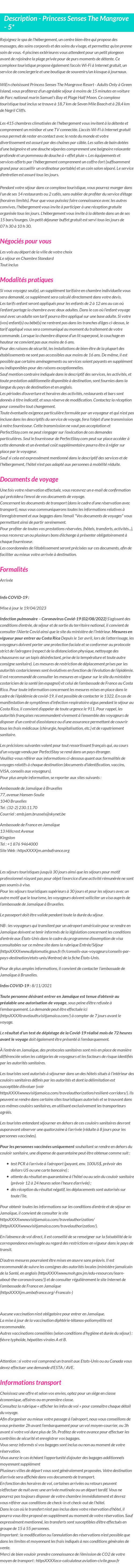 Détails du séjour