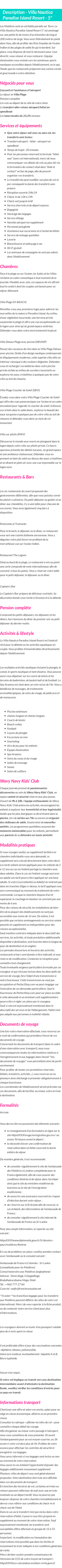 Détails du séjour