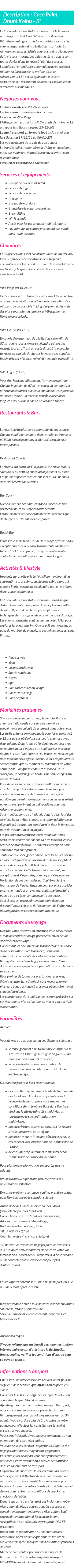 Détails du séjour